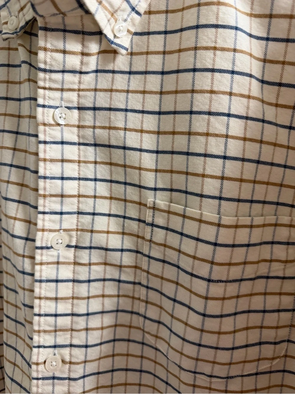 J Crew Classic Men's Cream Plaid Button-Down Shirt XL Slim